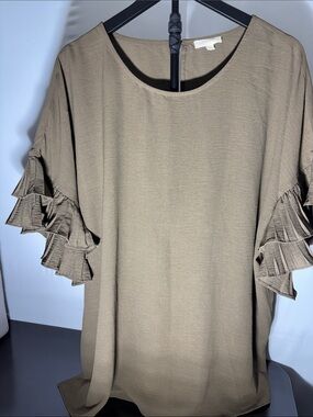 Ruffle Sleeve Women’s Top - Brown